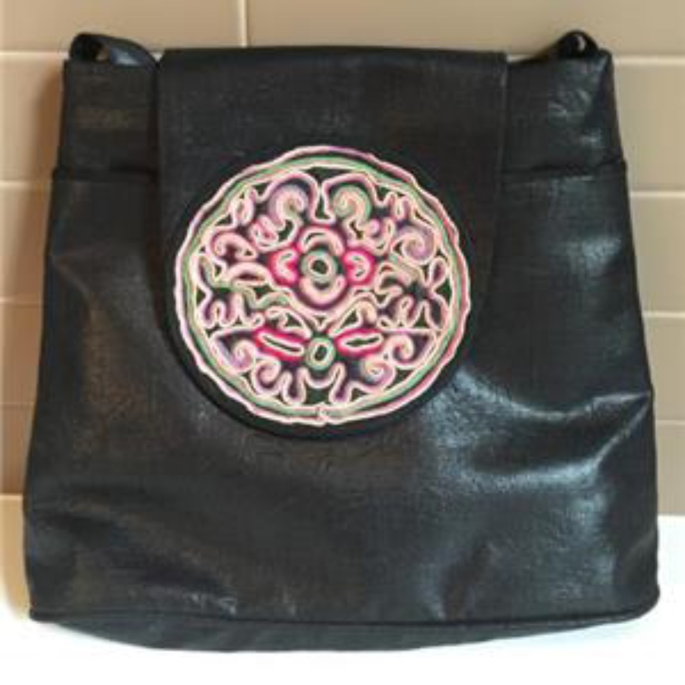 Chinese Embroidered Medallion Shoulder Bag